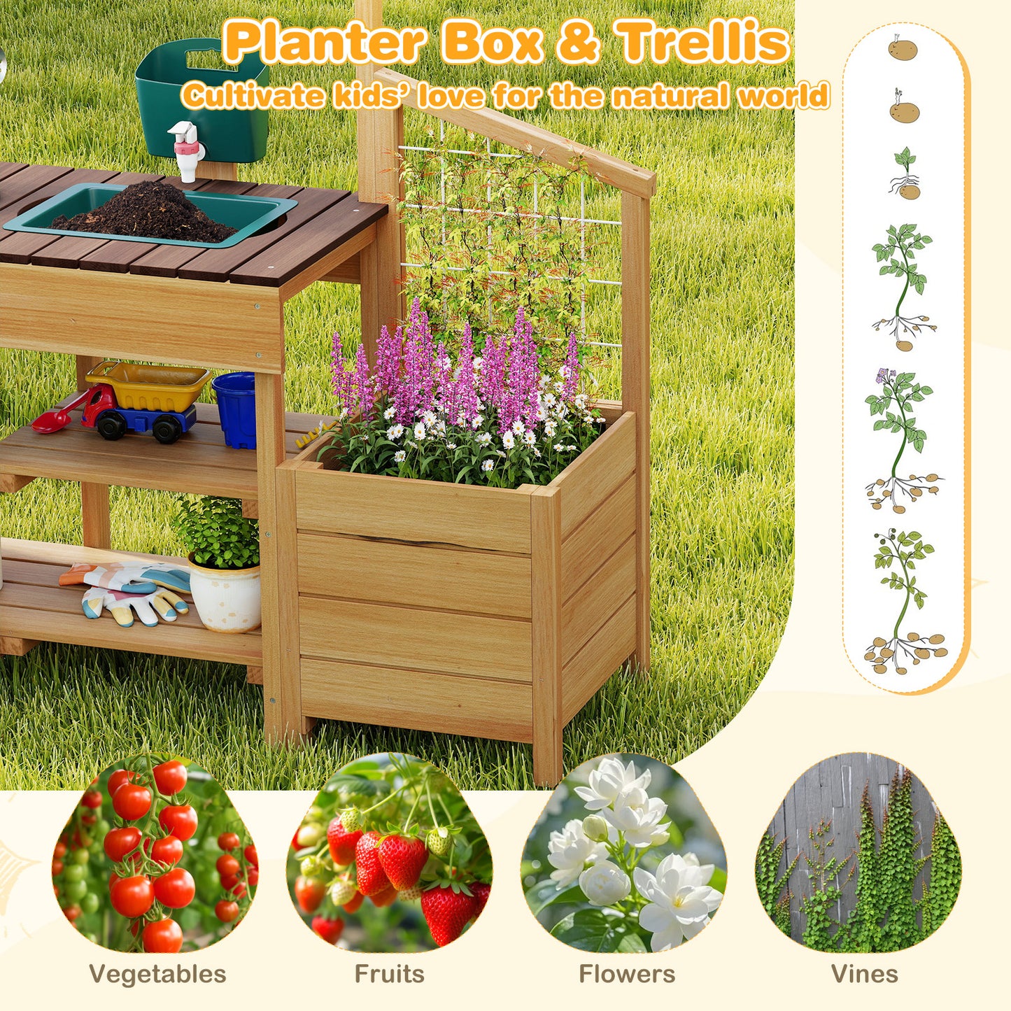 Kids Wooden Play Kitchen, Pretend Mud Kitchen, Brown Play Kitchen Sets at Gallery Canada