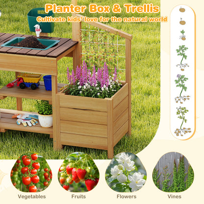 Kids Wooden Play Kitchen, Pretend Mud Kitchen, Brown Play Kitchen Sets at Gallery Canada