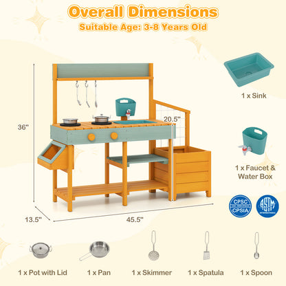Wooden Play Kitchen For Kids, Pretend Mud Kitchen Playset, Yellow Play Kitchen Sets at Gallery Canada