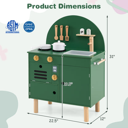 Kids Wooden Play Kitchen Set, With Stove Sink Microwave Oven, Green Play Kitchen Sets at Gallery Canada