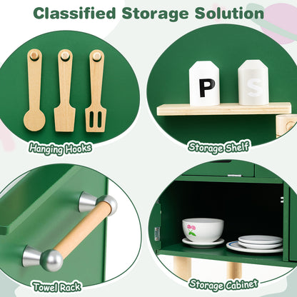 Kids Wooden Play Kitchen Set, With Stove Sink Microwave Oven, Green Play Kitchen Sets at Gallery Canada