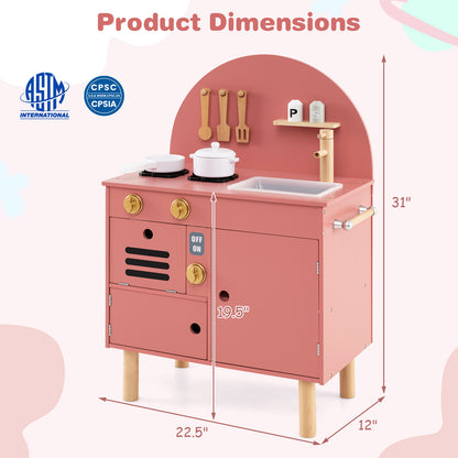 Kids Wooden Play Kitchen Set With Stove, Sink, Microwave, Oven, Pink Play Kitchen Sets at Gallery Canada
