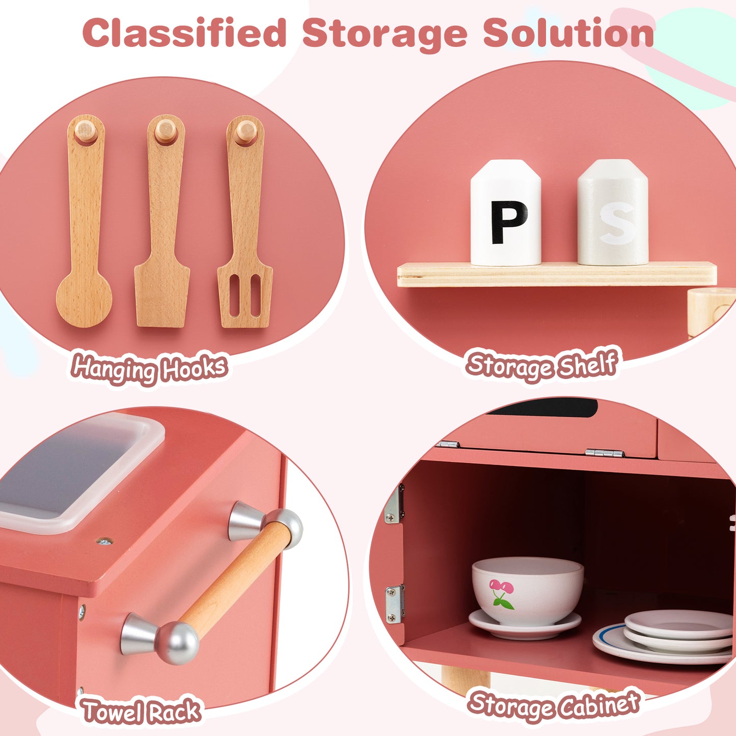 Kids Wooden Play Kitchen Set With Stove, Sink, Microwave, Oven, Pink Play Kitchen Sets at Gallery Canada