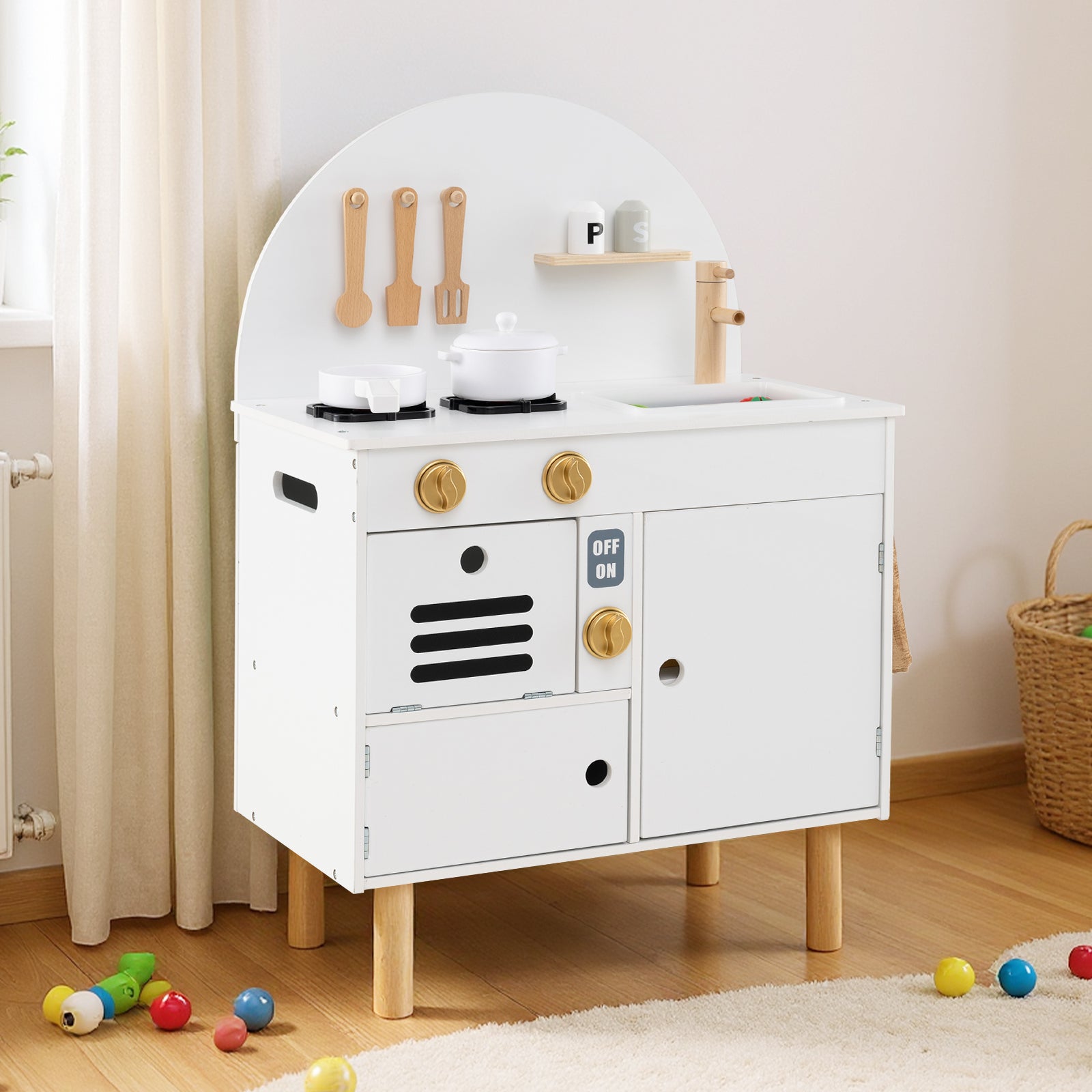 Kids Wooden Play Kitchen Set, White Play Kitchen Sets at Gallery Canada