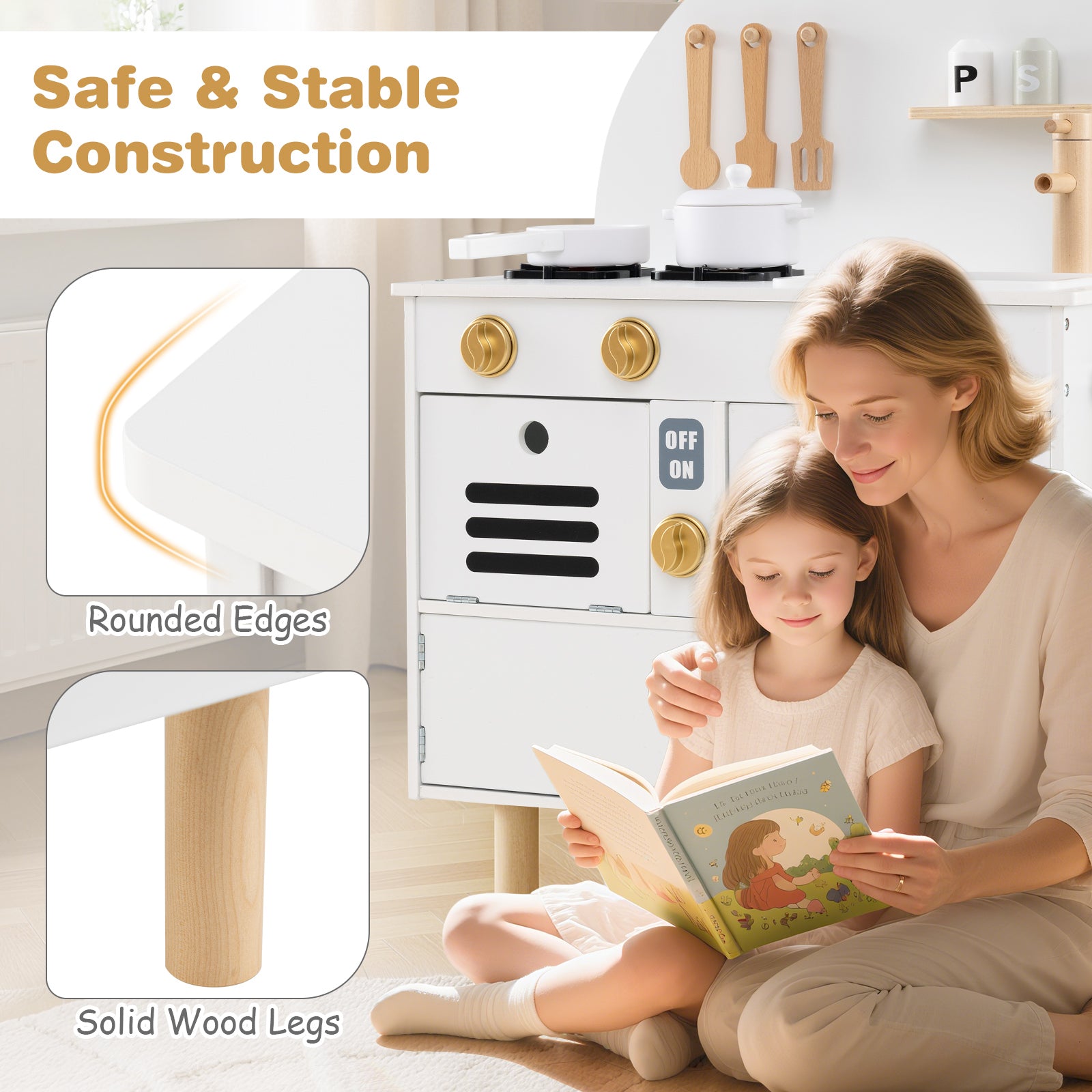 Kids Wooden Play Kitchen Set, White Play Kitchen Sets at Gallery Canada