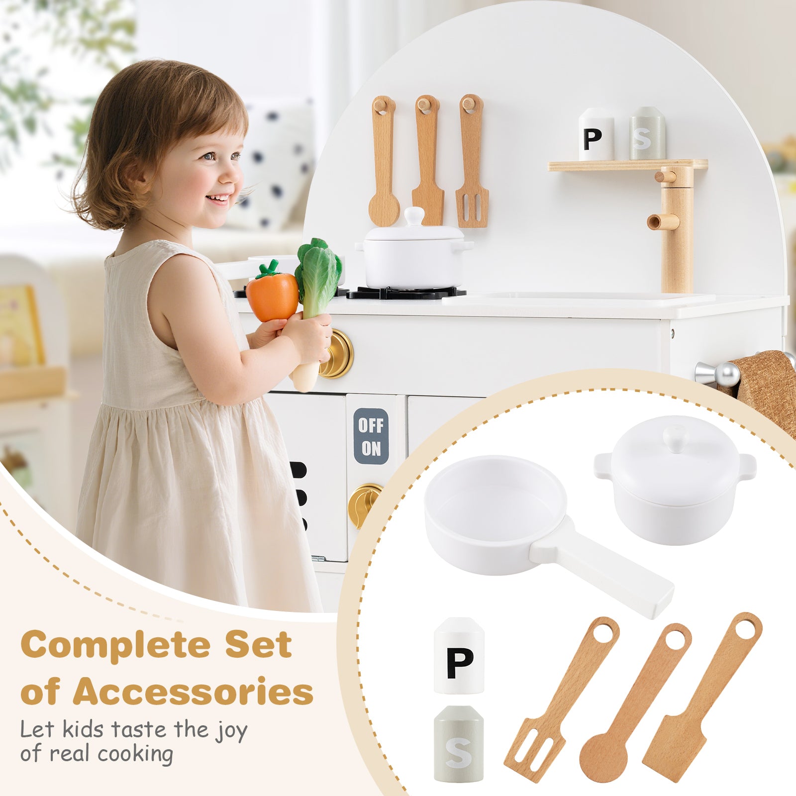 Kids Wooden Play Kitchen Set, White Play Kitchen Sets at Gallery Canada