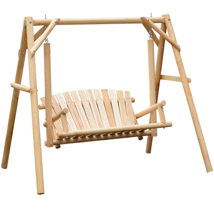 Freestanding 6.5' Wooden Loveseat Swing, Natural Patio Swings with Stand Natural at Gallery Canada