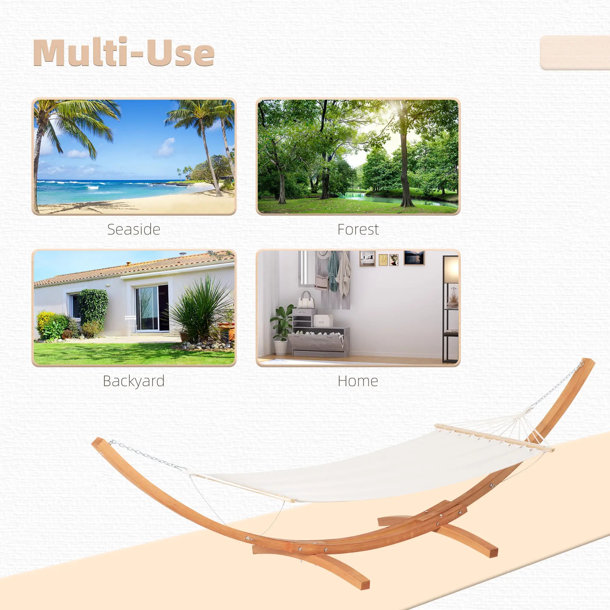 13' Patio Hammock With Stand, Outdoor Wooden Bed, Camping, White Hammocks with Stand at Gallery Canada