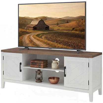 TV Stand for 55 Inch TV, Entertainment Center with Shelves, White and Brown TV Stands White, Brown, Black at Gallery Canada