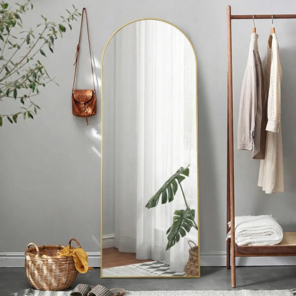 Arched Standing Mirror, 64" x 20", Full Length, Wall Mountable, Gold Full Length Mirrors at Gallery Canada