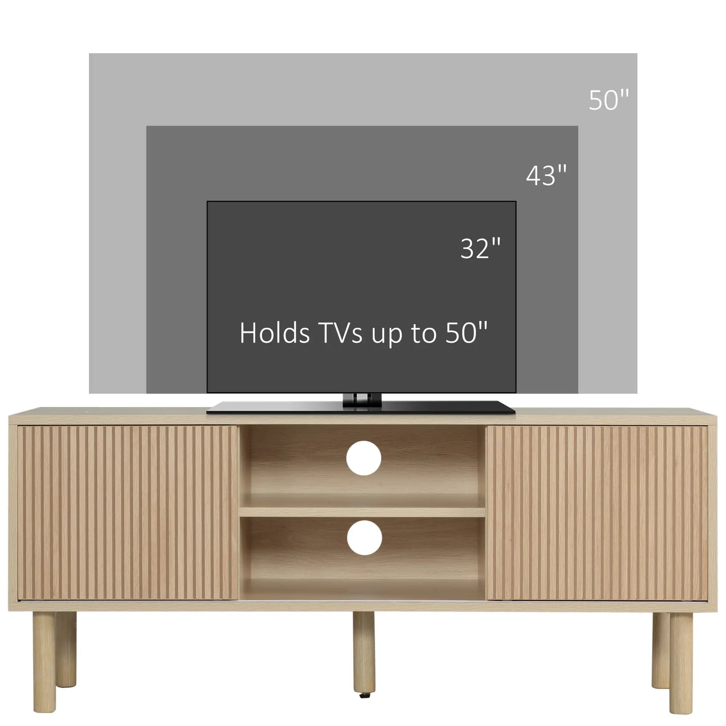 Modern TV Stand for 50" TVs, Cabinet with Storage Shelves, Natural TV Stands at Gallery Canada