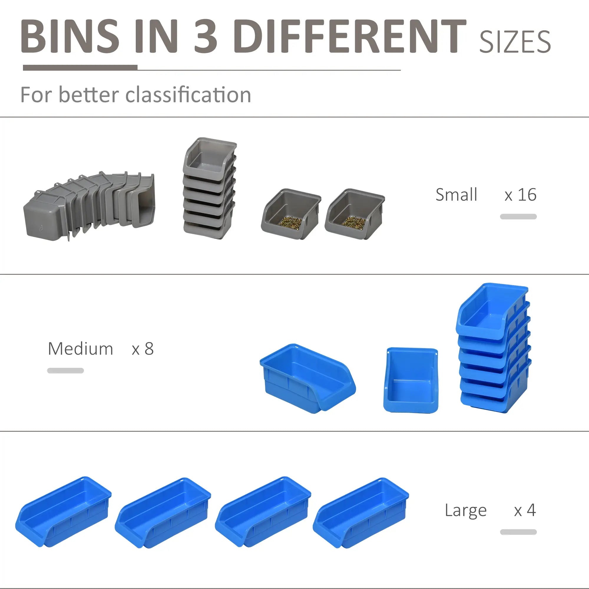 44PC Wall Mounted Storage Bins, Hardware Organizer, Blue Tool Organizers at Gallery Canada