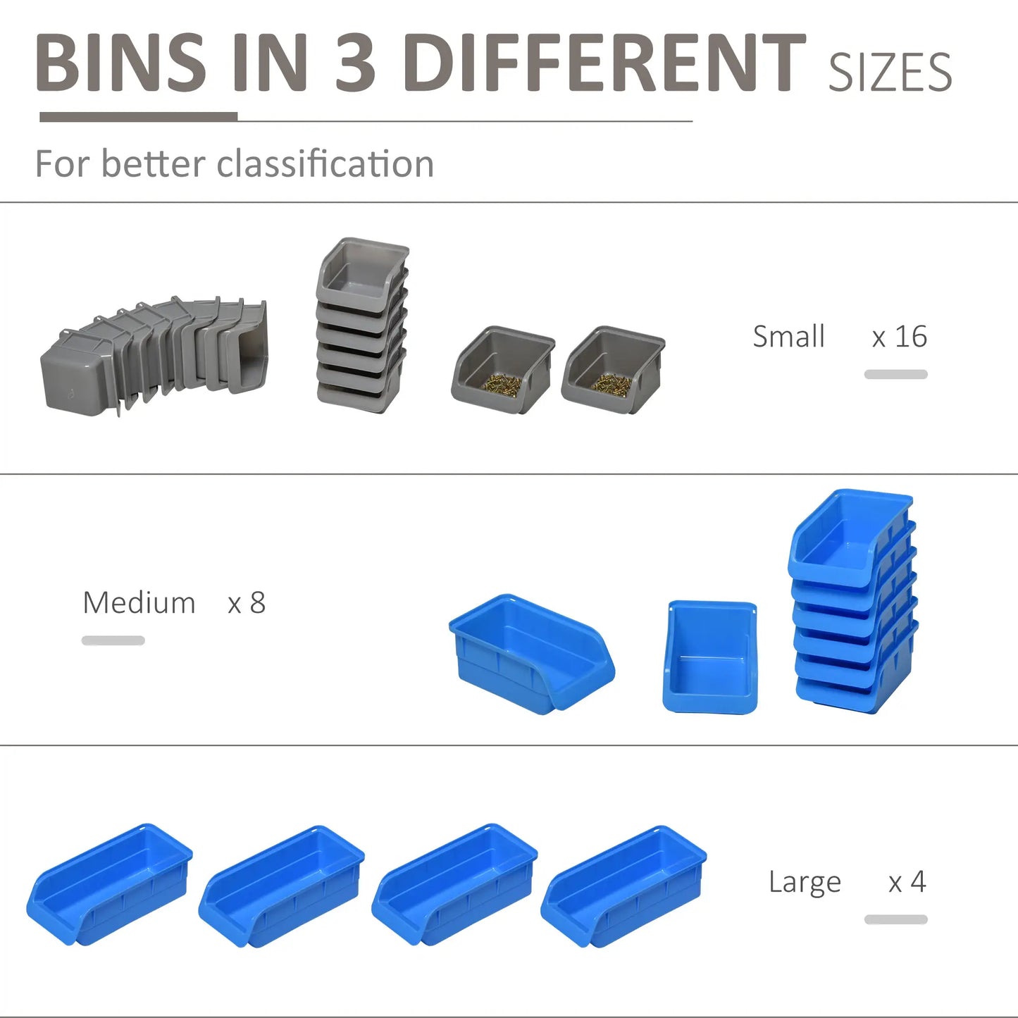 44PC Wall Mounted Storage Bins, Hardware Organizer, Blue Tool Organizers at Gallery Canada