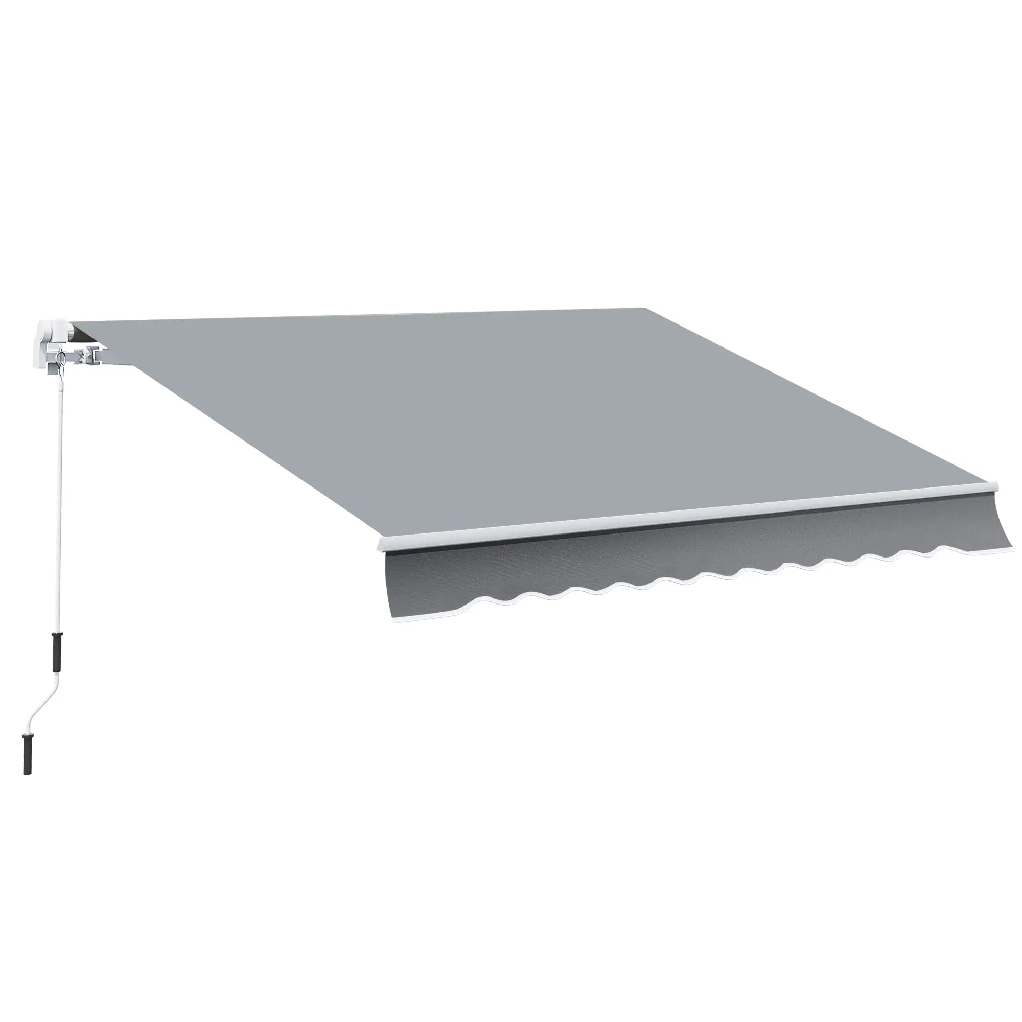13' x 8' Manual Retractable Patio Awning, Sun Shade, Aluminum Frame, Grey Deck Awnings Grey at Gallery Canada