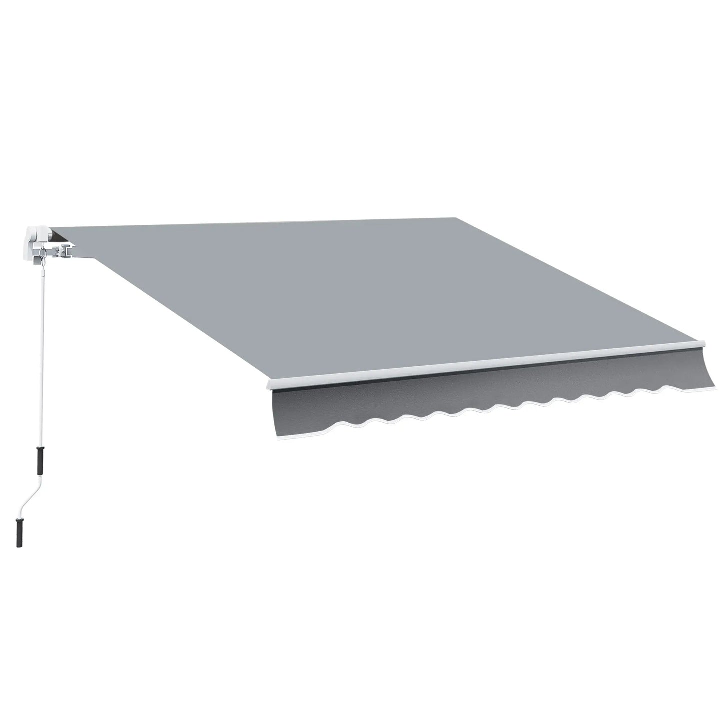13' x 8' Manual Retractable Patio Awning, Sun Shade, Aluminum Frame, Grey Deck Awnings Grey at Gallery Canada