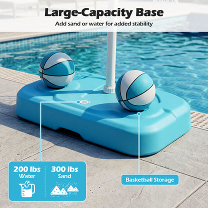 Pool Basketball Hoop Set, 2 Balls, Pump, Light Blue