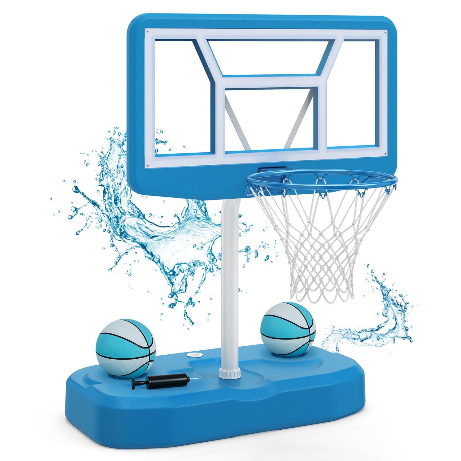 Pool Basketball Hoop Set with 2 Balls and Pump, Blue Sport Equipments Blue at Gallery Canada