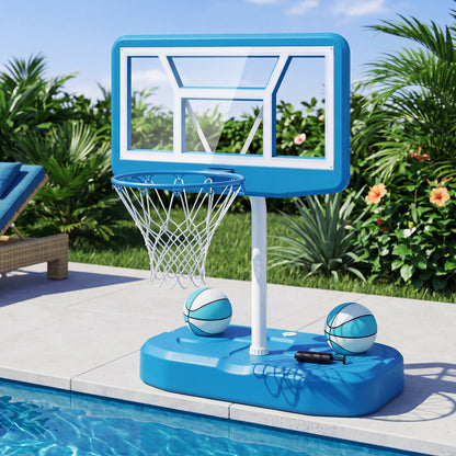 Pool Basketball Hoop Set with 2 Balls and Pump, Blue Sport Equipments at Gallery Canada