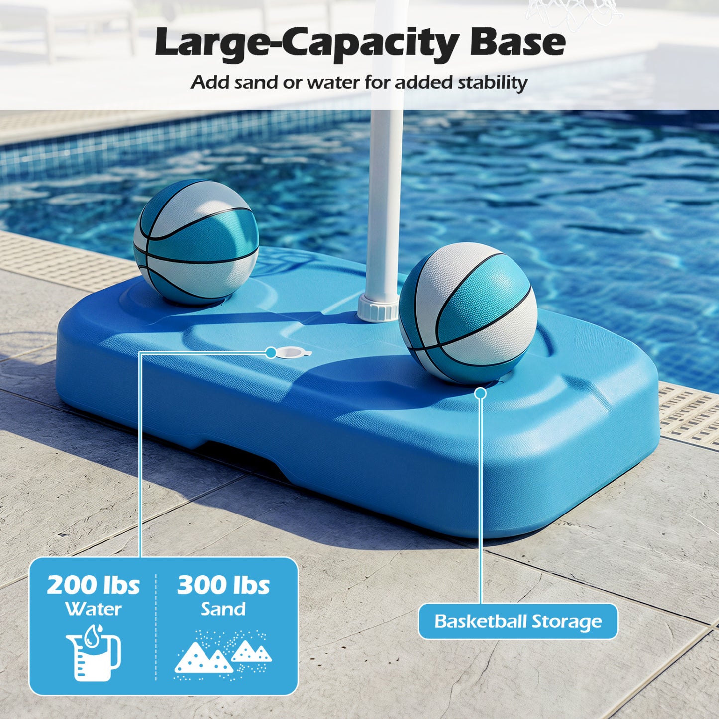 Pool Basketball Hoop Set with 2 Balls and Pump, Blue Sport Equipments at Gallery Canada