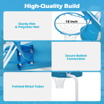Pool Basketball Hoop Set with 2 Balls and Pump, Blue Sport Equipments at Gallery Canada