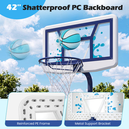 Ensemble de panier de basket pour piscine avec 2 ballons et pompe, bleu marine
