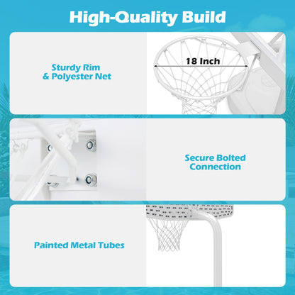Pool Basketball Hoop Set, White, 2 Balls & Pump