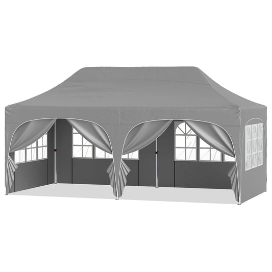 Pop Up Canopy Tent, 6 Removable Sidewalls, Gray Canopies Gray at Gallery Canada