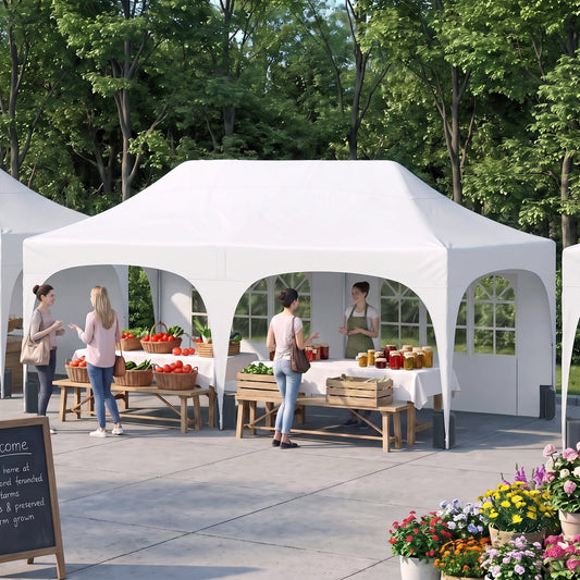 Pop Up Canopy Tent with 6 Removable Sidewalls, White Canopies White at Gallery Canada