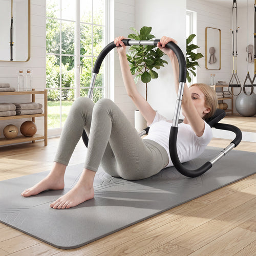 Portable AB Trainer, Headrest, Foam Handle, Silver