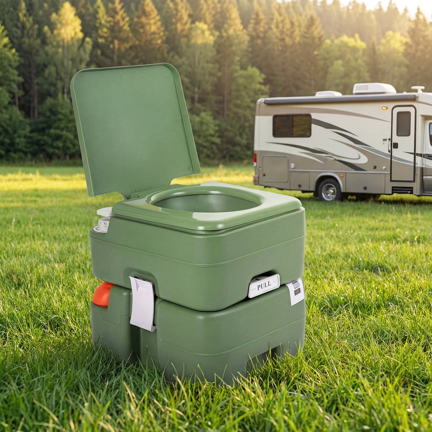 Portable Camping Toilet, 22 L Detachable Waste Tank, Green Portable Toilets & Showers at Gallery Canada