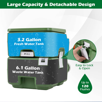 Portable Camping Toilet, 22 L Detachable Waste Tank, Green Portable Toilets & Showers at Gallery Canada