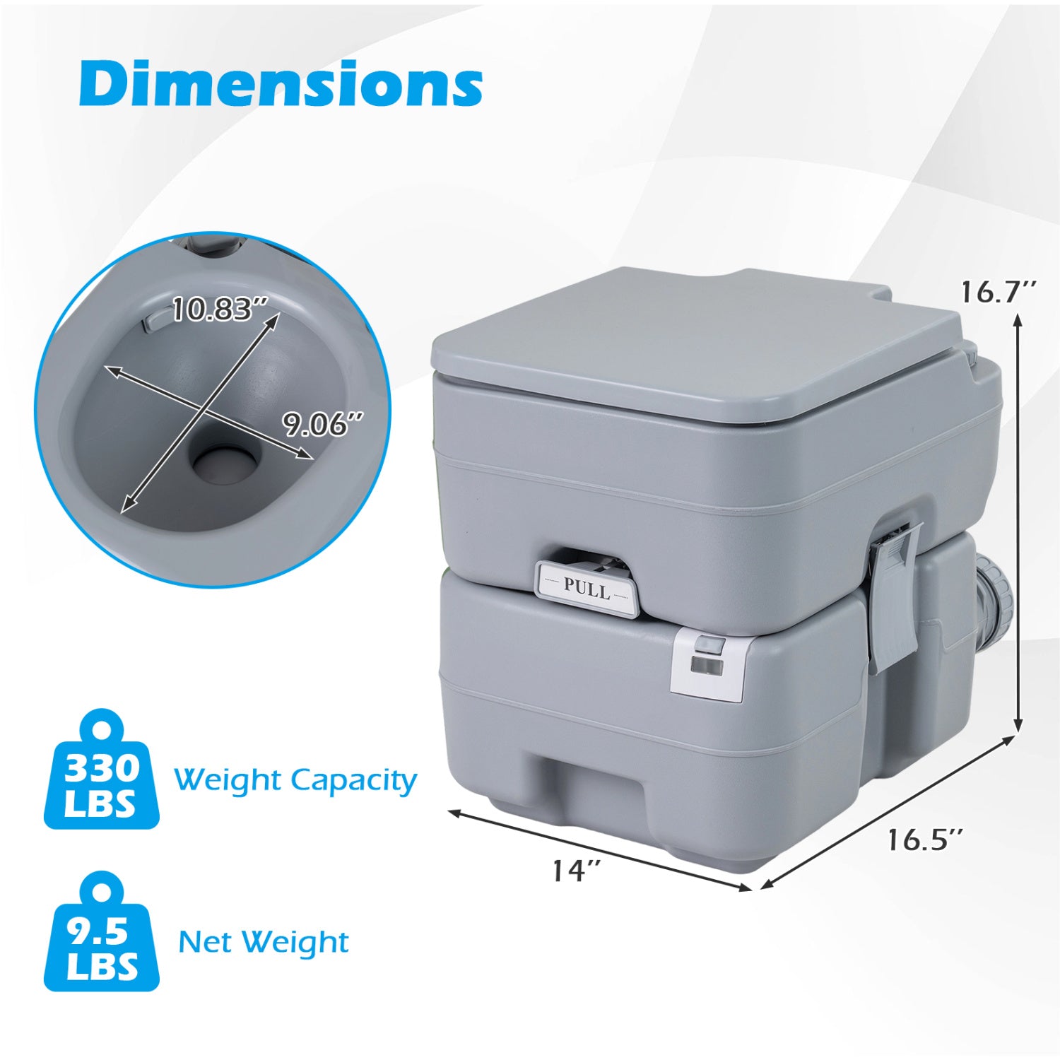 Portable Camping Toilet 22 L Detachable Waste Tank, Gray Portable Toilets & Showers at Gallery Canada