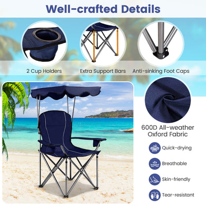 Portable Folding Beach Canopy Chair, Blue Camping Furniture at Gallery Canada
