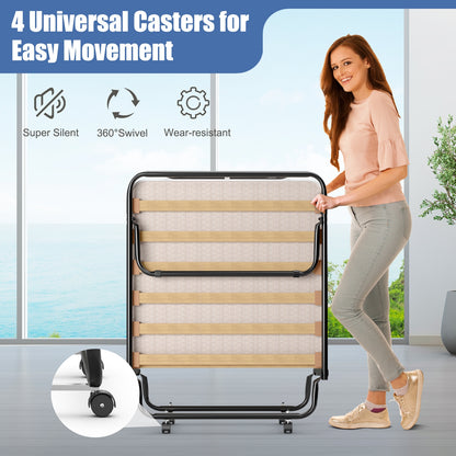 Portable Folding Bed, Memory Foam Mattress, Sturdy Metal Frame, Beige Folding Beds at Gallery Canada