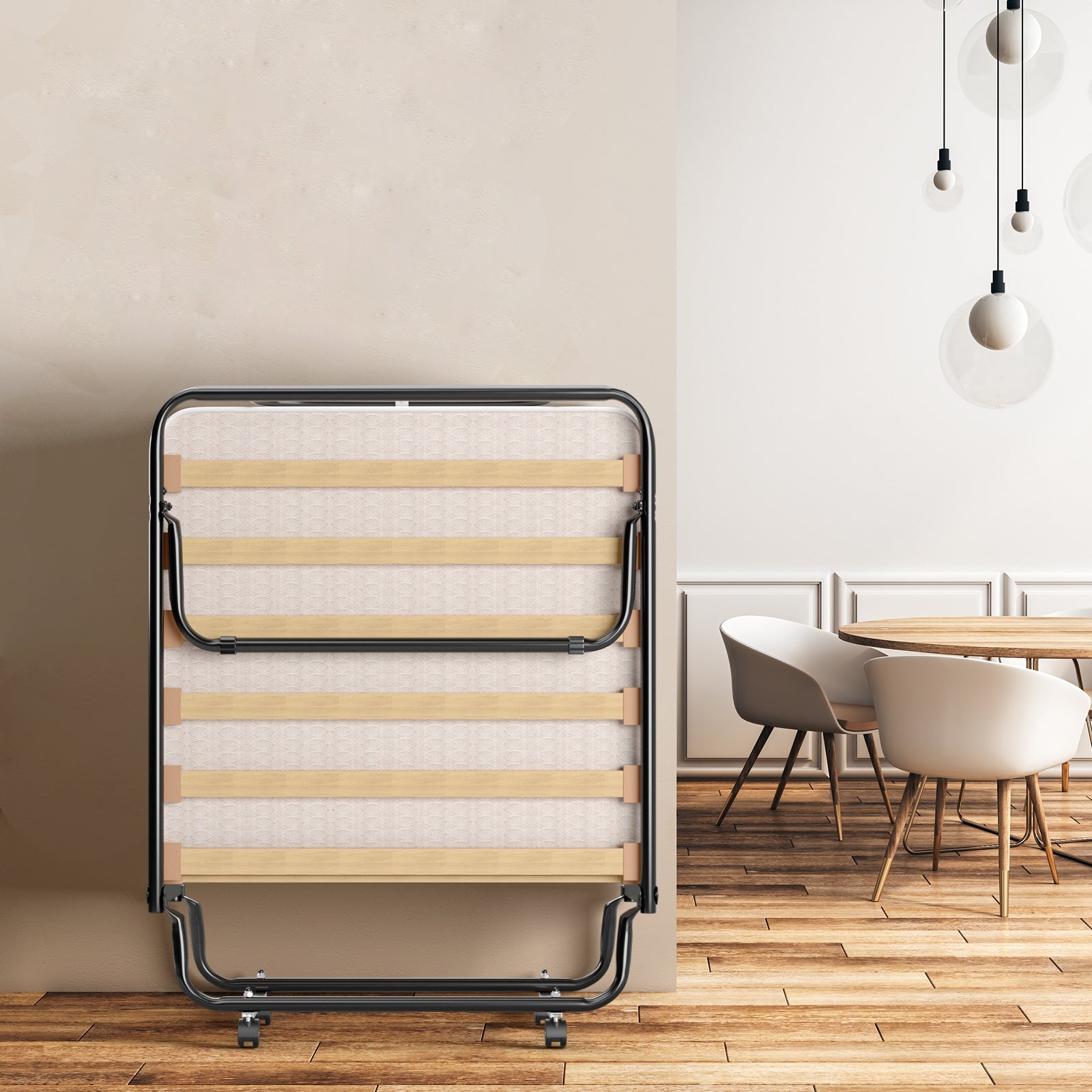 Portable Folding Bed, Memory Foam Mattress, Sturdy Metal Frame, Beige Folding Beds at Gallery Canada