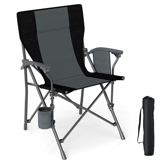 Portable Folding Camping Chair, Oxford Cloth, Cup Holder, Side Pocket, Gray Camping Furniture Gray at Gallery Canada