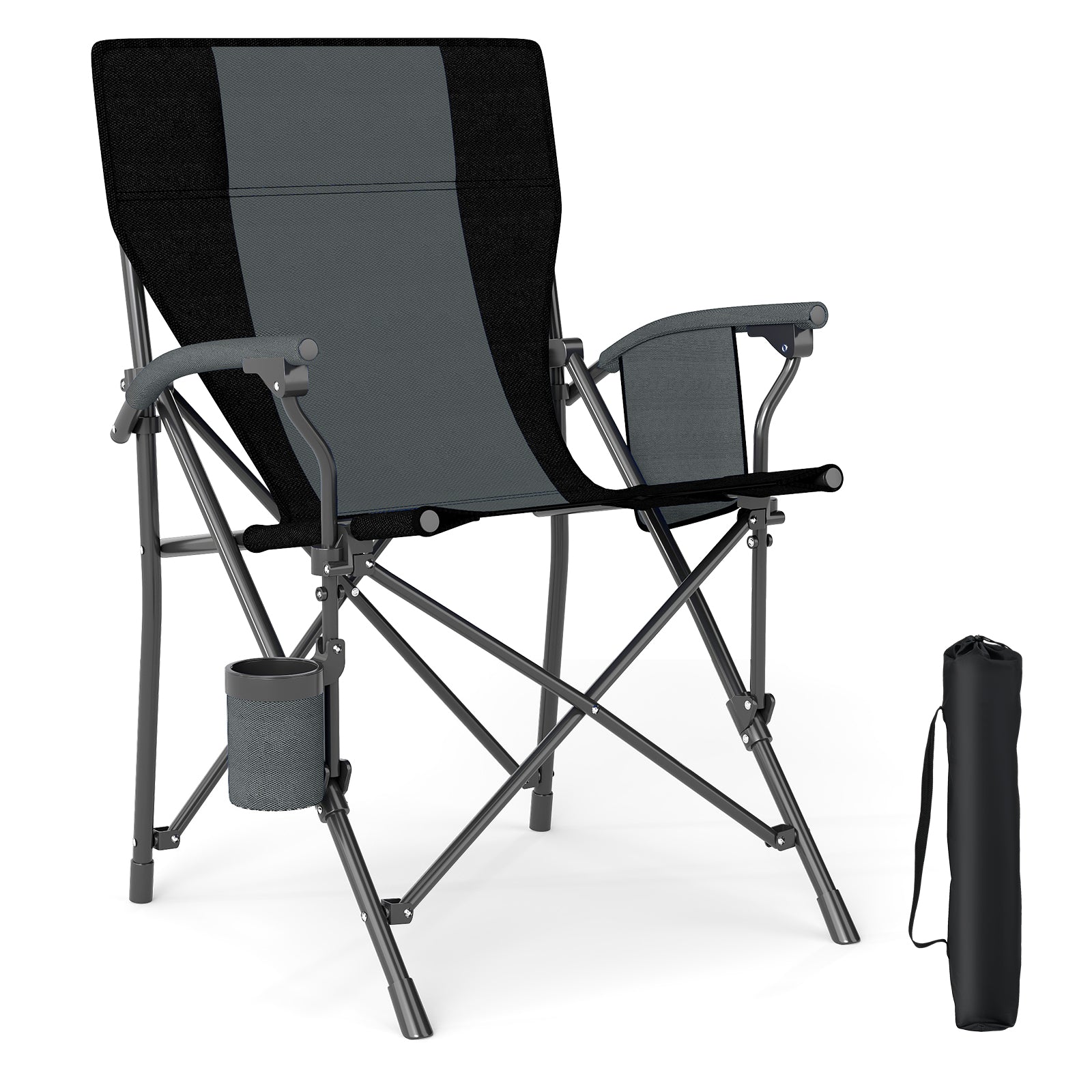 Portable Folding Camping Chair, Oxford Cloth, Cup Holder, Side Pocket, Gray Camping Furniture at Gallery Canada