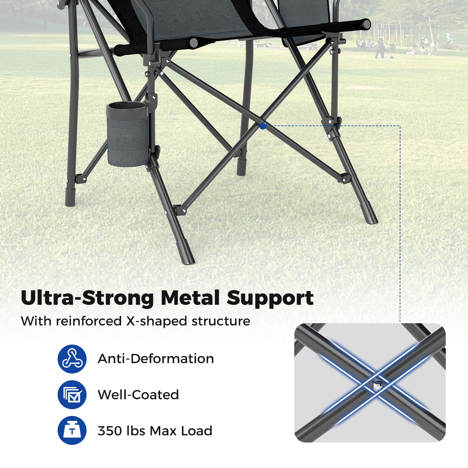 Portable Folding Camping Chair, Oxford Cloth, Cup Holder, Side Pocket, Gray Camping Furniture at Gallery Canada