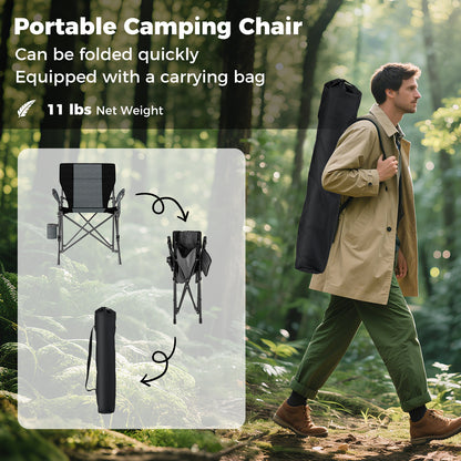 Portable Folding Camping Chair, Oxford Cloth, Cup Holder, Side Pocket, Gray Camping Furniture at Gallery Canada