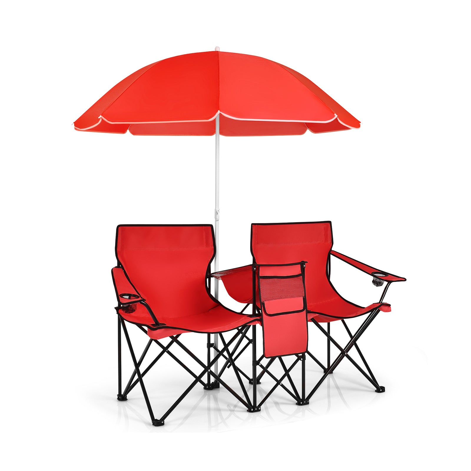 Folding Picnic Double Chair With Umbrella, Red Camping Furniture Red at Gallery Canada