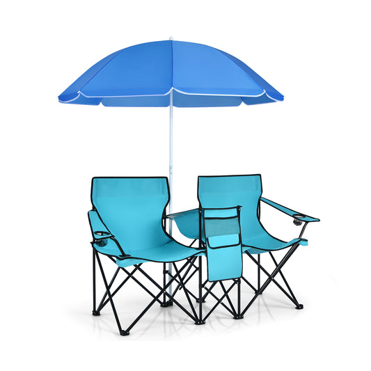 Folding Picnic Double Chair With Umbrella, Turquoise Camping Furniture Turquoise at Gallery Canada