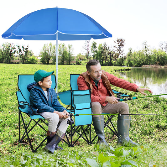 Folding Picnic Double Chair With Umbrella, Turquoise Camping Furniture Turquoise at Gallery Canada