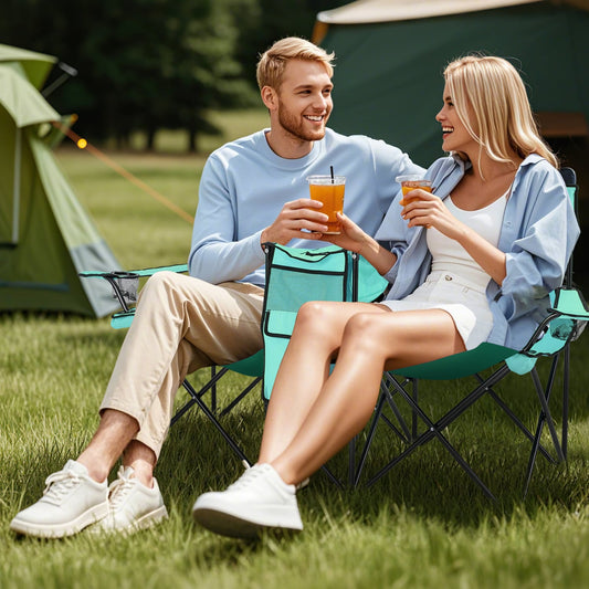 Folding Picnic Double Chair With Umbrella, Mint Green Camping Furniture Mint Green at Gallery Canada