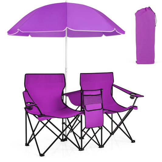 Folding Picnic Double Chair With Umbrella, Purple Camping Furniture Purple at Gallery Canada
