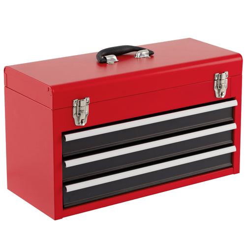 Portable Garage Tool Cabinet, 3 Drawers, Black Red