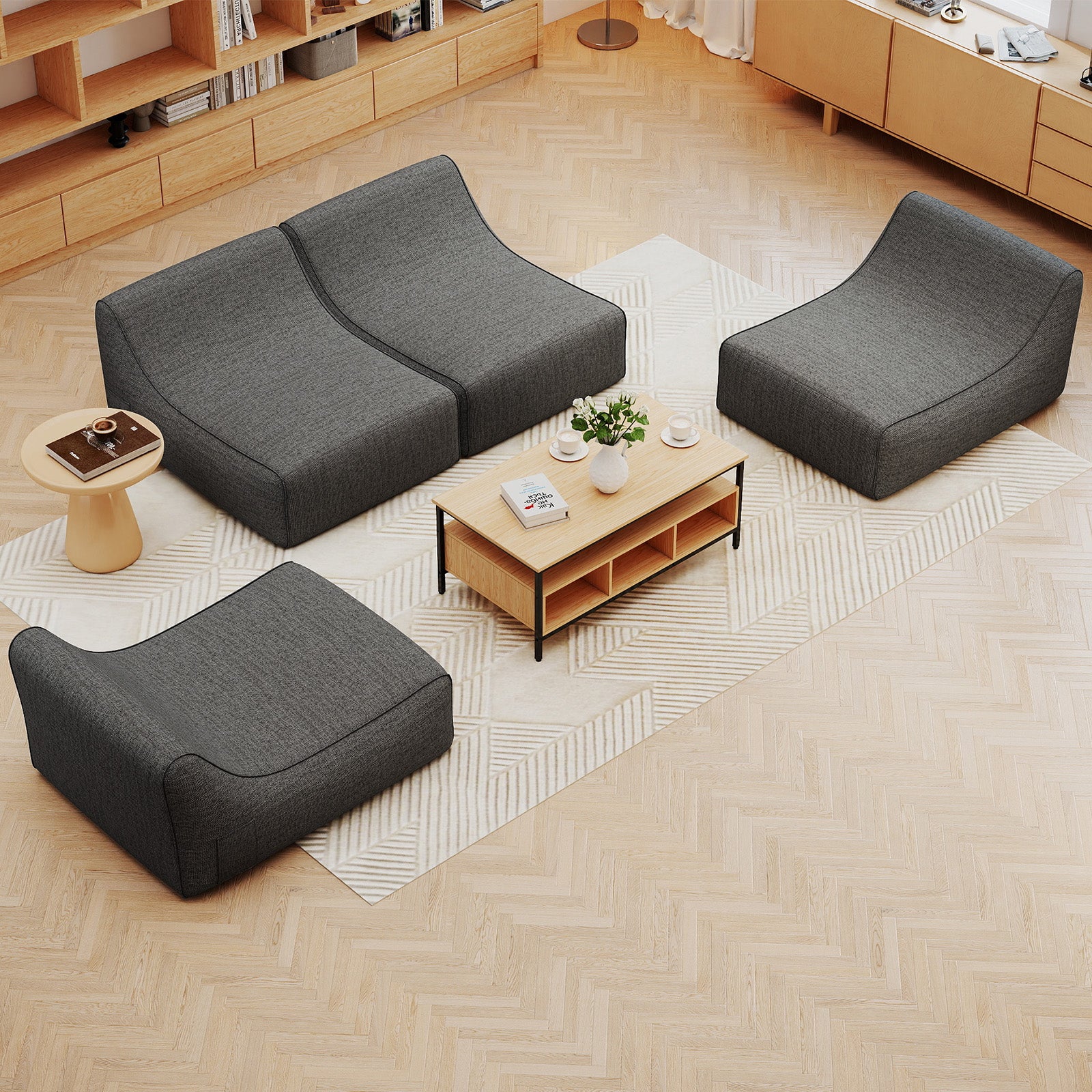 Portable L-Shaped Inflatable Lazy Sofa with Detachable Cover, Gray Sofas & Loveseats at Gallery Canada