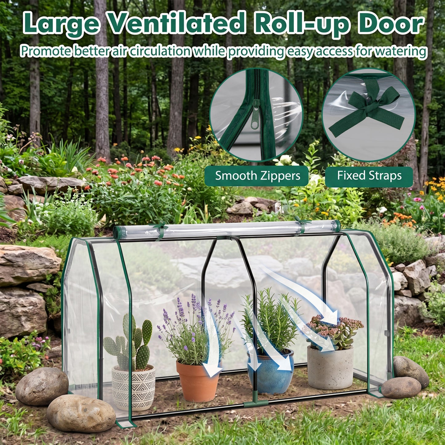 Portable Mini Greenhouse, PE Cover, Zippered Door, Green Greenhouses at Gallery Canada
