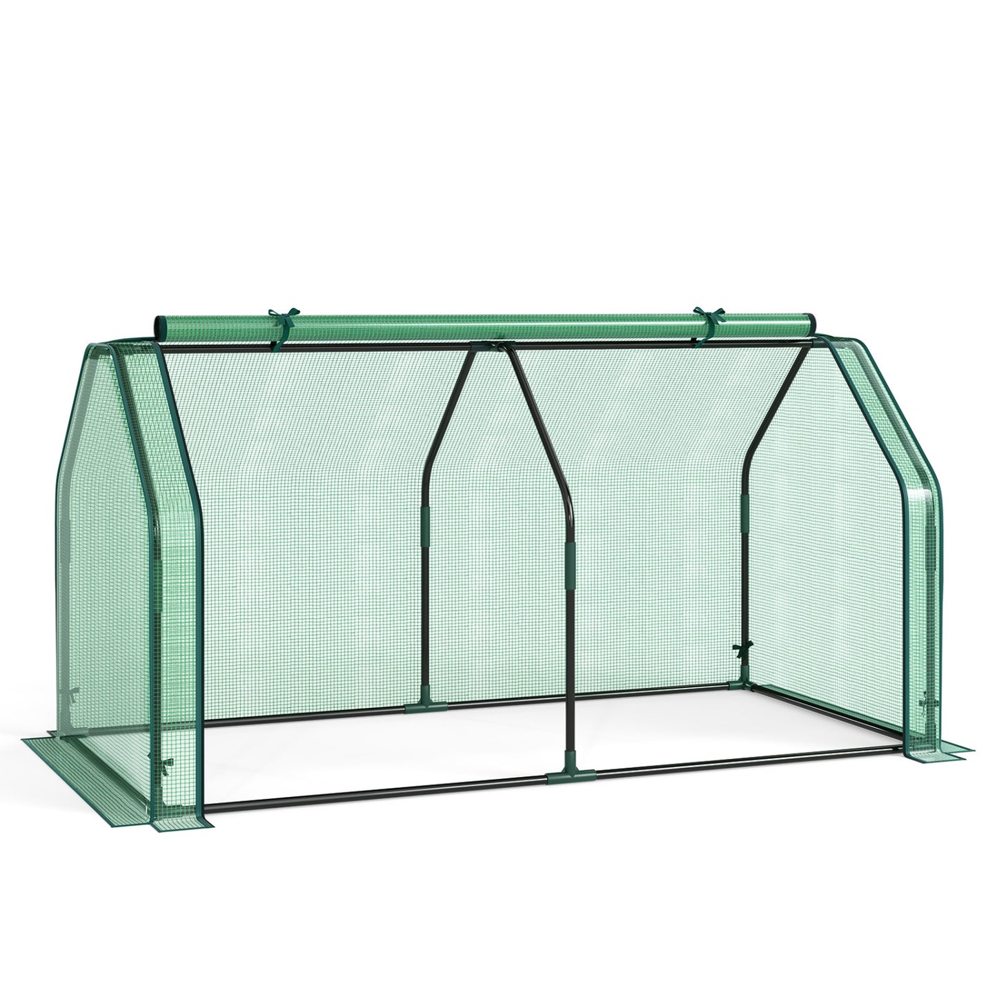Portable Mini Greenhouse with PE Cover, Zippered Door, Green