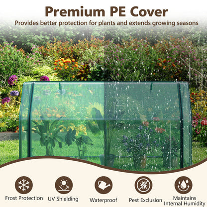 Portable Mini Greenhouse with PE Cover, Zippered Door, Green