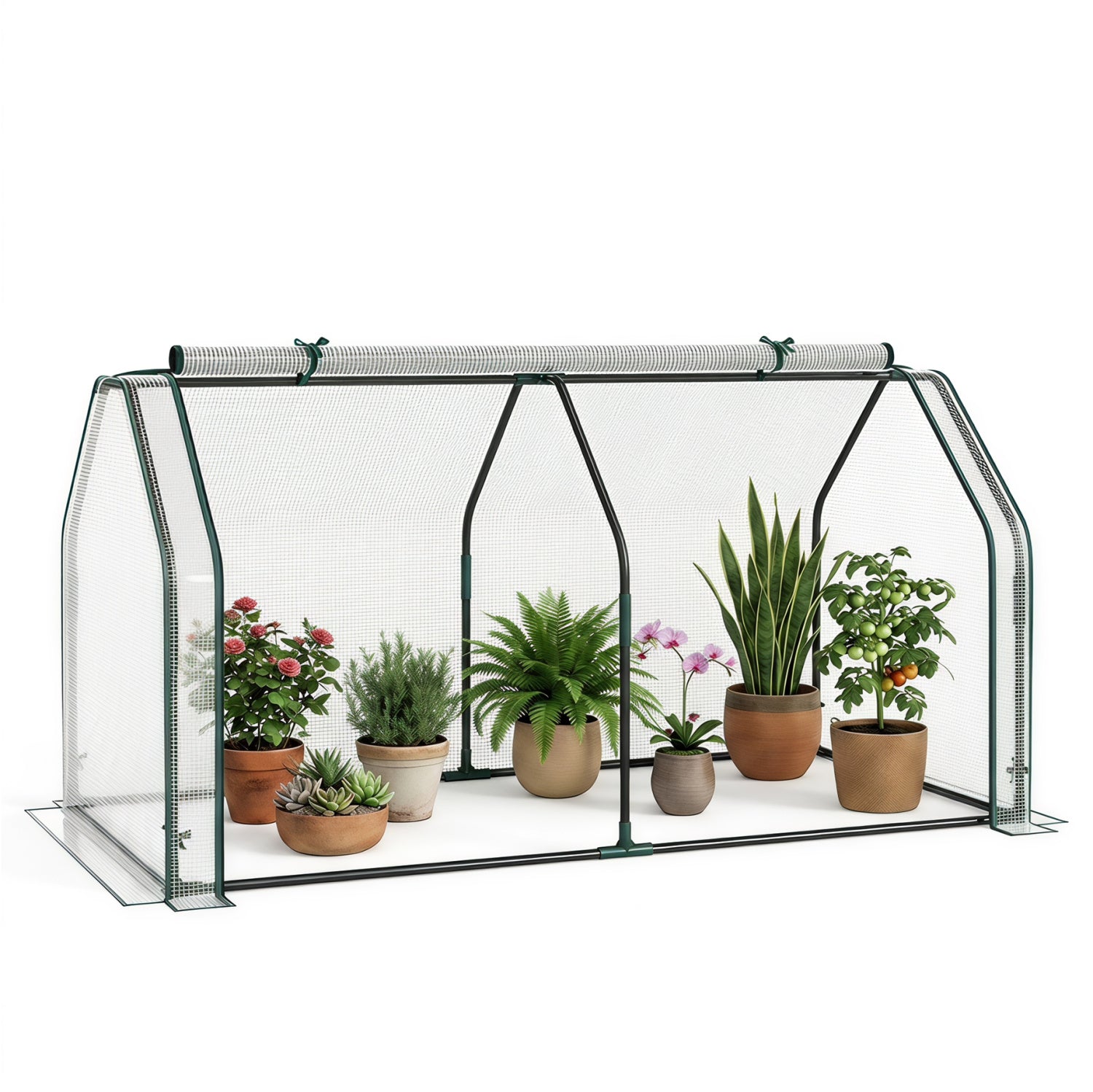 Portable Mini Greenhouse with PE Cover & Zippered Door, White Greenhouses at Gallery Canada